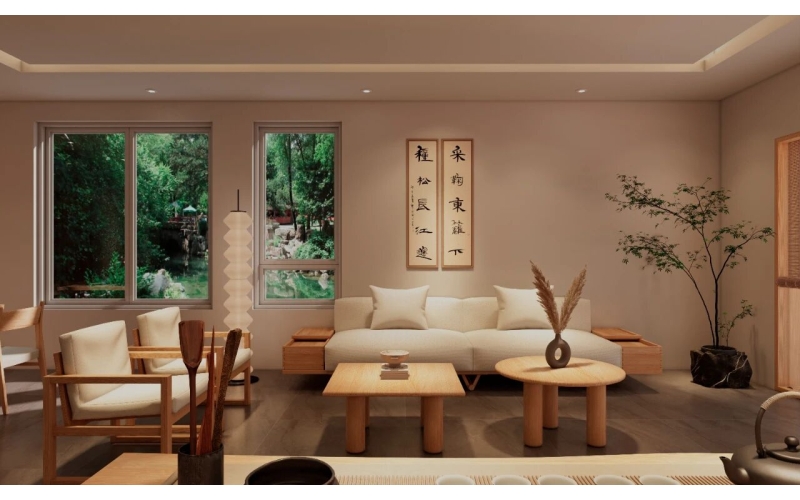 水曲柳木作禅意茶空间：自然与东方美学的共生